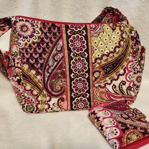Vera Bradley On The Go Bag and Wallet - Very Berry Paisley